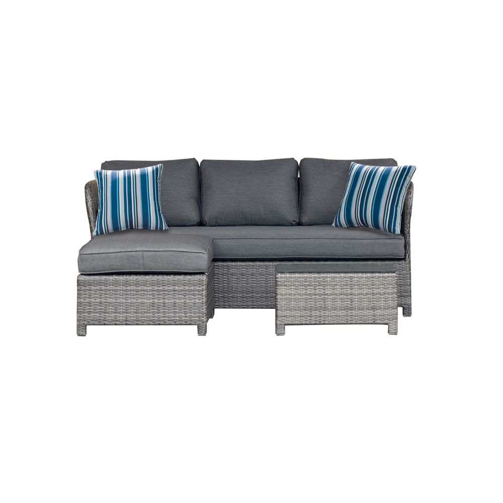 Hampton Bay Napa 3-Piece Wicker Patio Sectional Seating Set with Grey