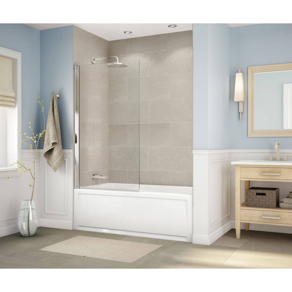 Axial Square 34 Inch X 58 Inch Frameless Fixed Tub Door In Chrome