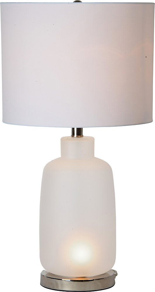 Gloucester 13 Inch Frosted Glass Table Lamp With Linen Shade