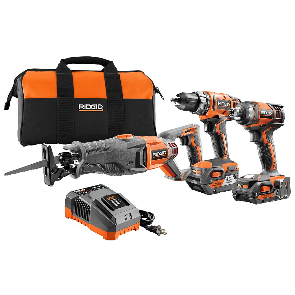 RIDGID 18V LithiumIon Cordless Combo Kit (3Tool) w/ Drill, Impact