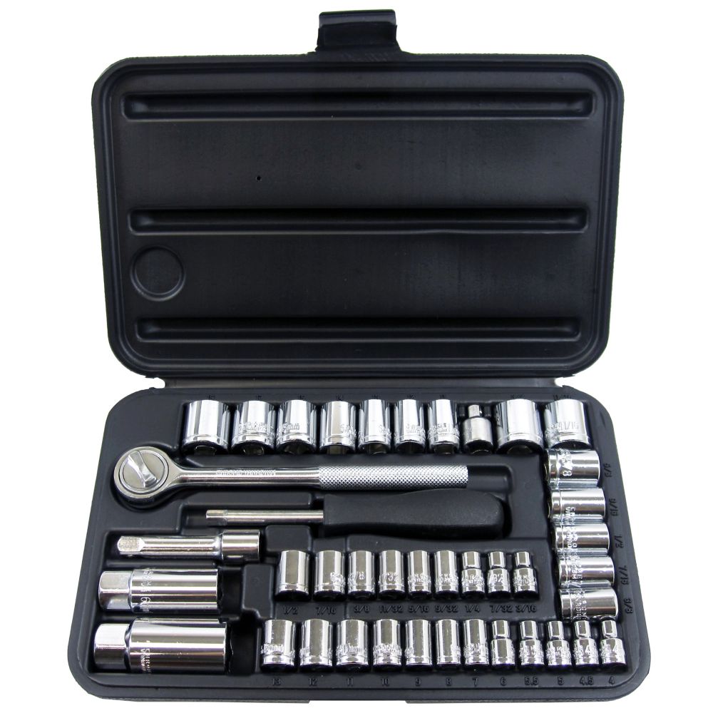 Fuller 41-Piece Dual SAE and Metric Socket Set with 1/4-Inch and 3/8 ...