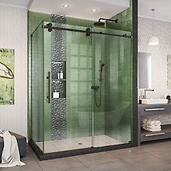 Enigma-XO 34 1/2 inch D x 56 3/8-60 3/8 inch W x 76 inch H Shower Enclosure in Stainless Steel