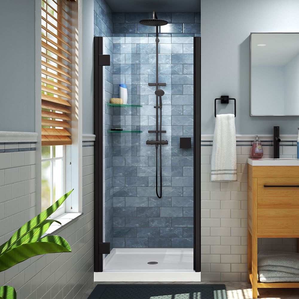 Dreamline Lumen 30 31 Inch W X 66 H Semi Frameless Hinged Dreamline Lumen 30 31 Inch W X 66 H Semi Frameless Hinged Shower Door In Satin Black