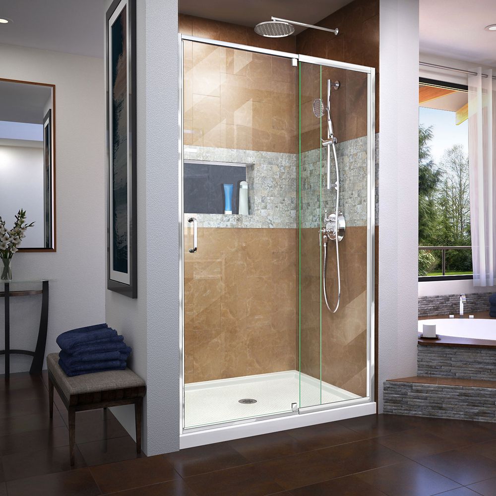 Dreamline Aqua Lux 48 Inch X 58 Semi Frameless Pivot Tub Shower Dreamline Flex 38 42 Inch W X 72 The Pivot Shower Door