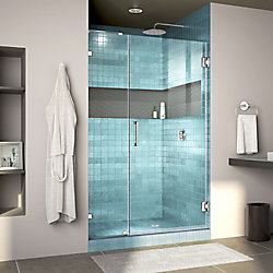Unidoor Lux 40 inch W x 72 inch H Fully Frameless Hinged Shower Door with L-Bar in Chrome