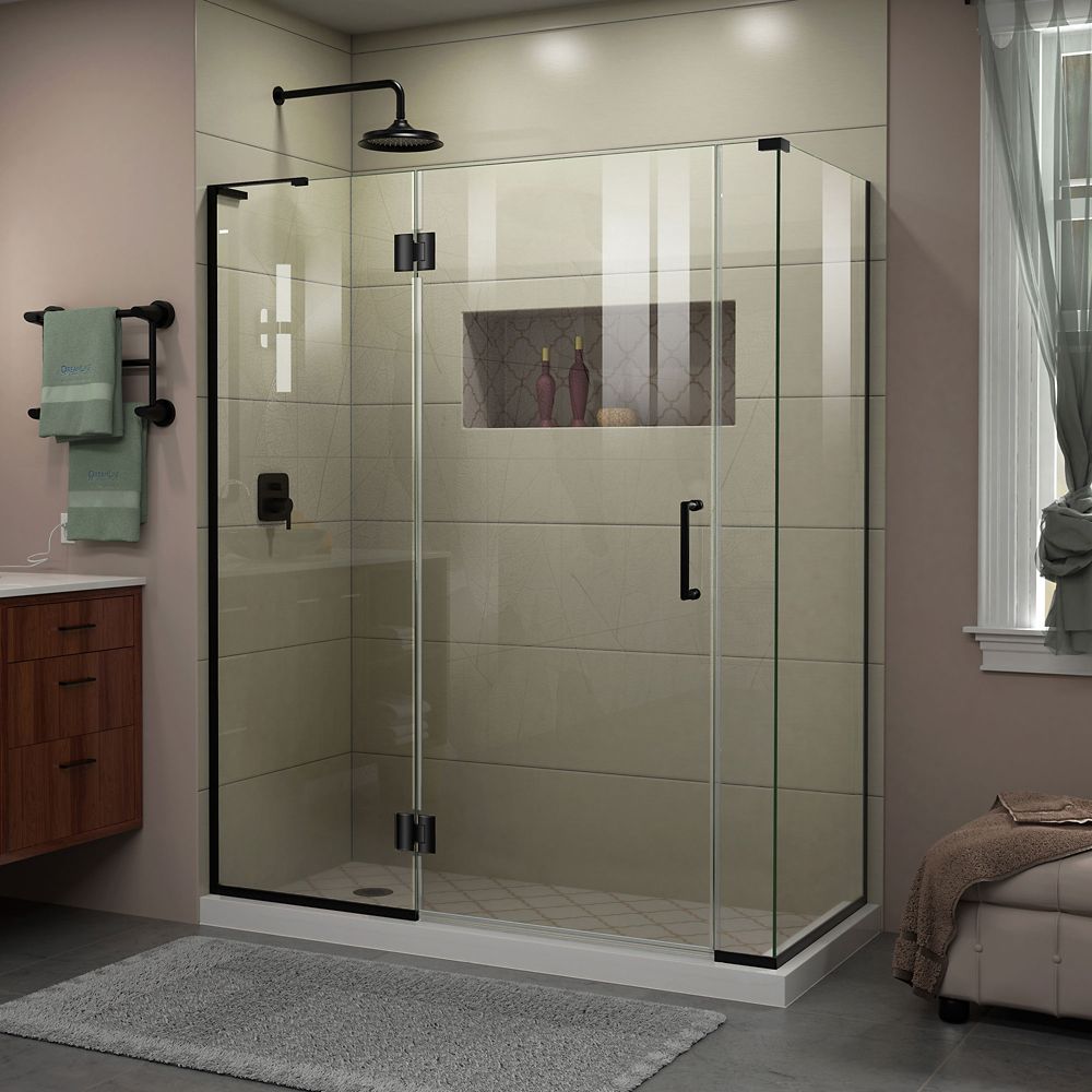 Dreamline Unidoor X 57 Inch W 30 3 8 D Frameless Shower Dreamline Unidoor X 57 Inch W 30 3 8 D Frameless Shower Enclosure In Satin Black Finish