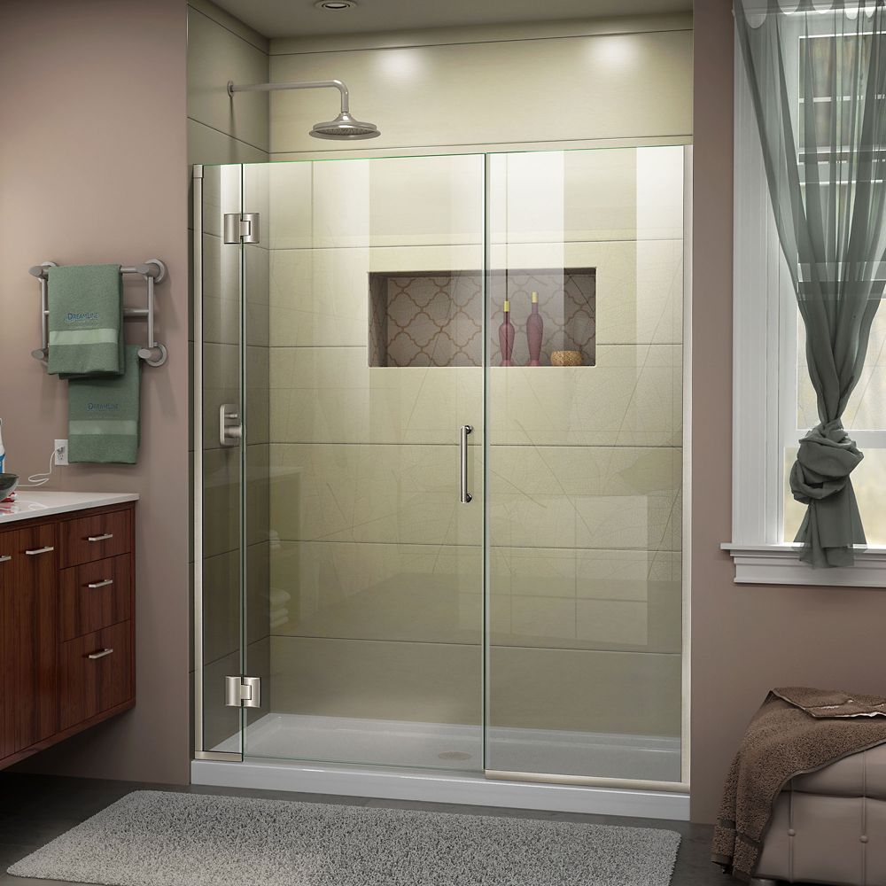Dreamline Unidoor X 51 1 2 52 Inch W 72 H Frameless Hinged Dreamline Unidoor X 51 1 2 52 Inch W 72 H Frameless Hinged Shower Door In Brushed Nickel