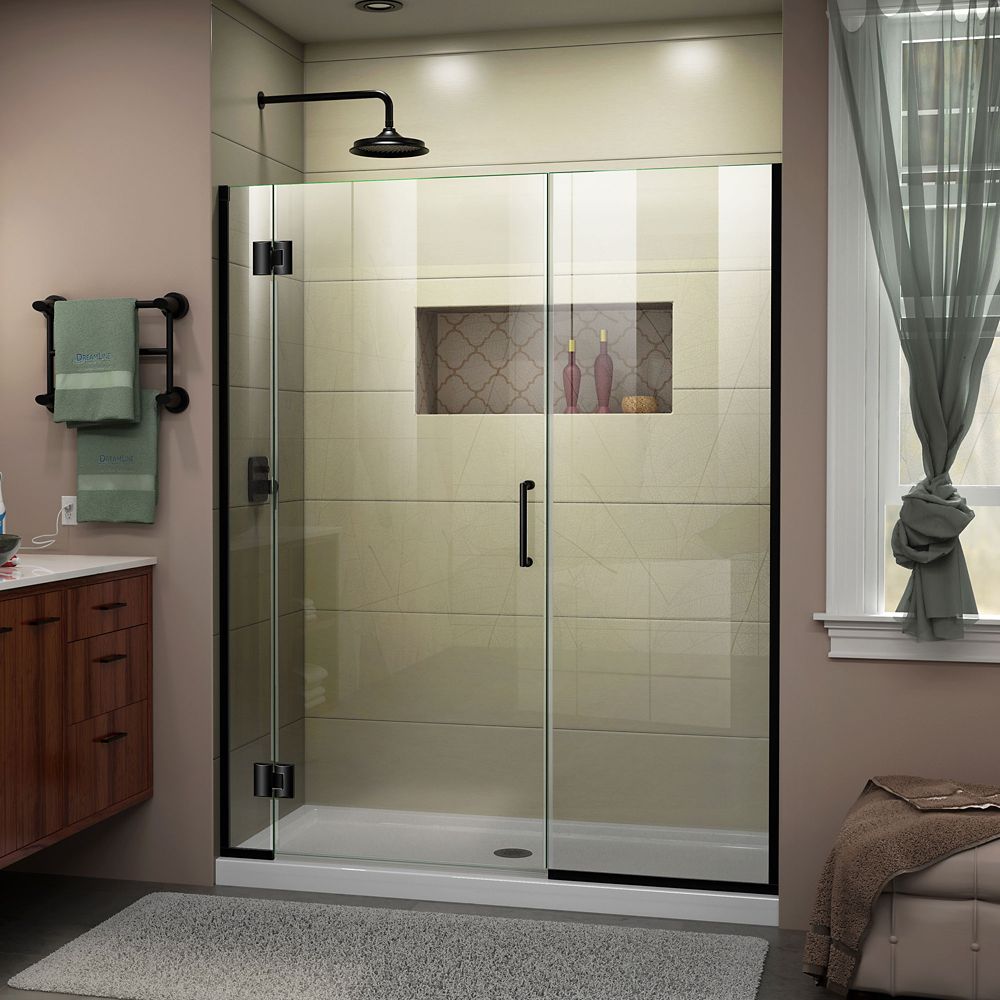 Dreamline Unidoor X 65 1 2 66 Inch W 72 H Frameless Hinged Dreamline Unidoor X 65 1 2 66 Inch W 72 H Frameless Hinged Shower Door In Satin Black
