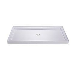 SlimLine 32 inch D x 54 inch W x 2 3/4 inch H Center Drain Single Threshold Shower Base in White