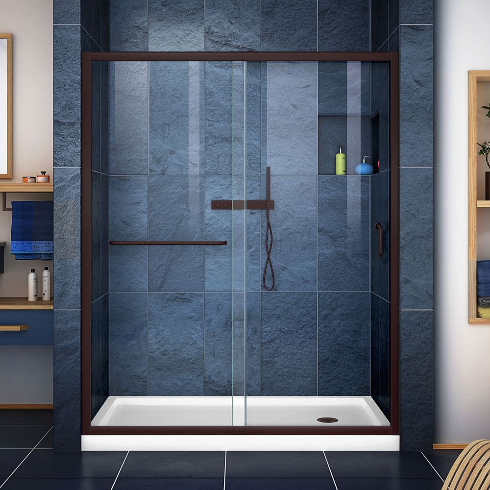 DreamLine InfinityZ 36 inch D x 60 inch W Clear Shower Door in Oil