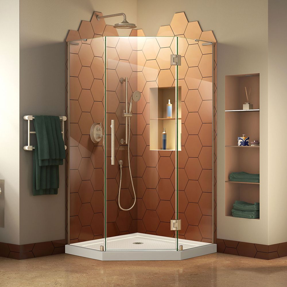 DreamLine Prism Plus 40 inch D x 40 inch W Shower Enclosure in Brushed