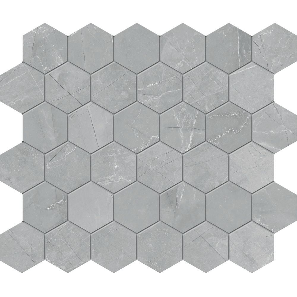 Enigma Pulpis Grey 2 inch HD Matte Hexagon Porcelain Enigma Pulpis Grey 2 inch HD Matte Hexagon Porcelain