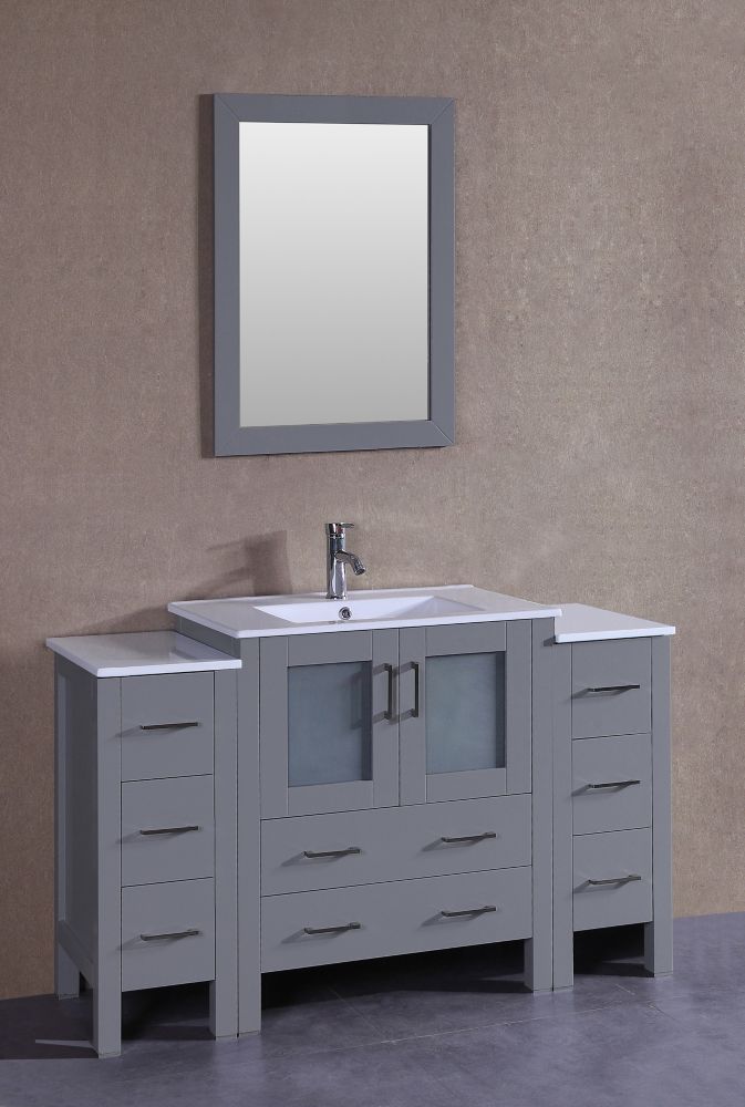 Bosconi 54 inch W x 18 inch D Bath Vanity in Gray with ...
