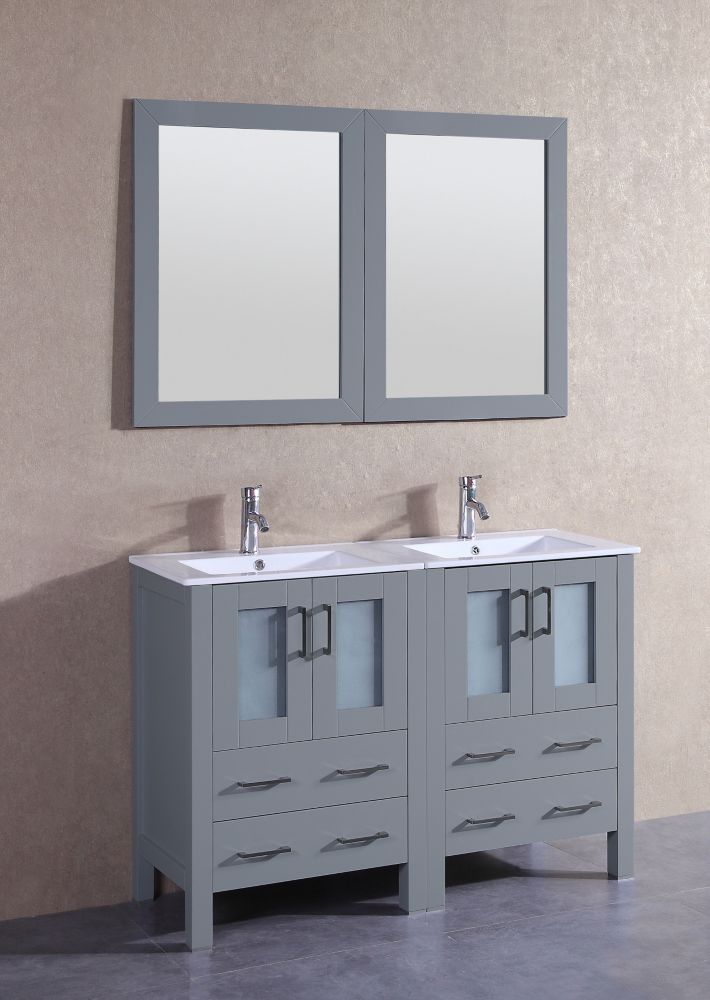 Bosconi 49 Inch W X 19 D Bath Vanity In Gray With Ceramic Inch W X 19 D Bath Vanity In Gray