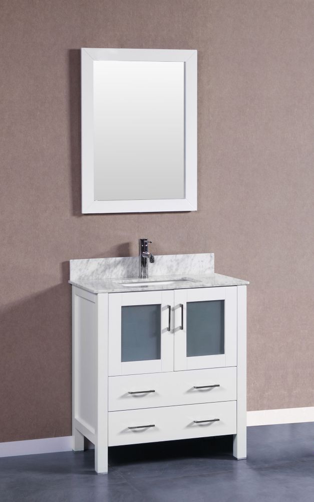 Bosconi 30 inch W x 18 inch D Bath Vanity in White with