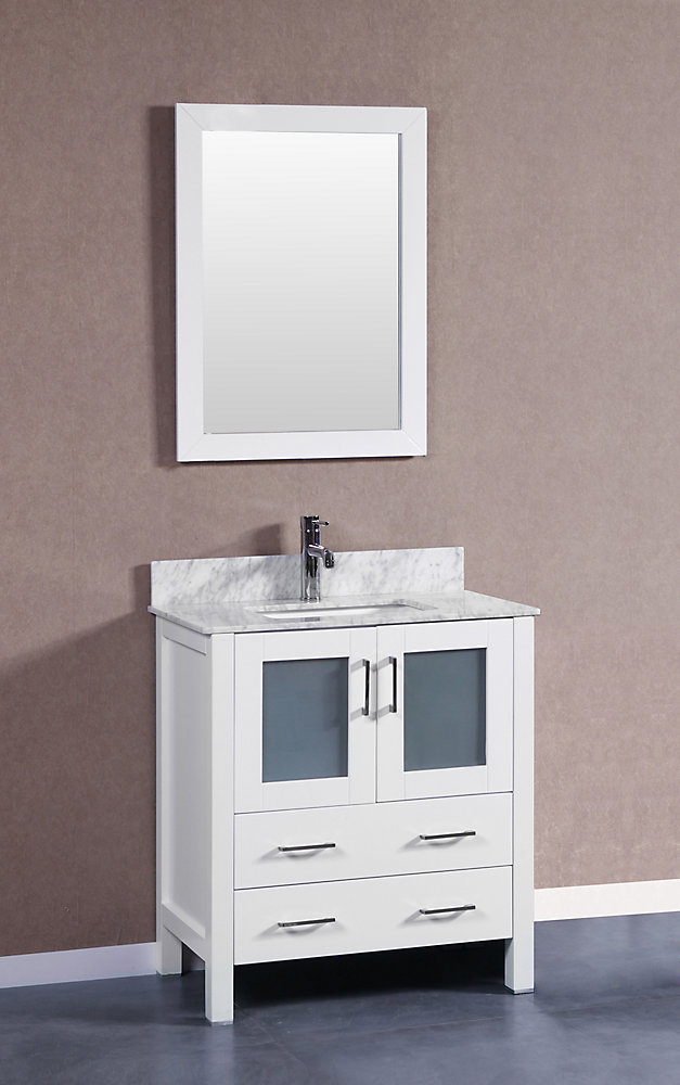Bosconi 30 Inch W X 18 Inch D Bath Vanity In White With