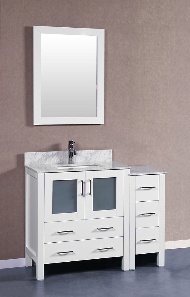 Bosconi 42 Inch W X 18 Inch D Bath Vanity In White With