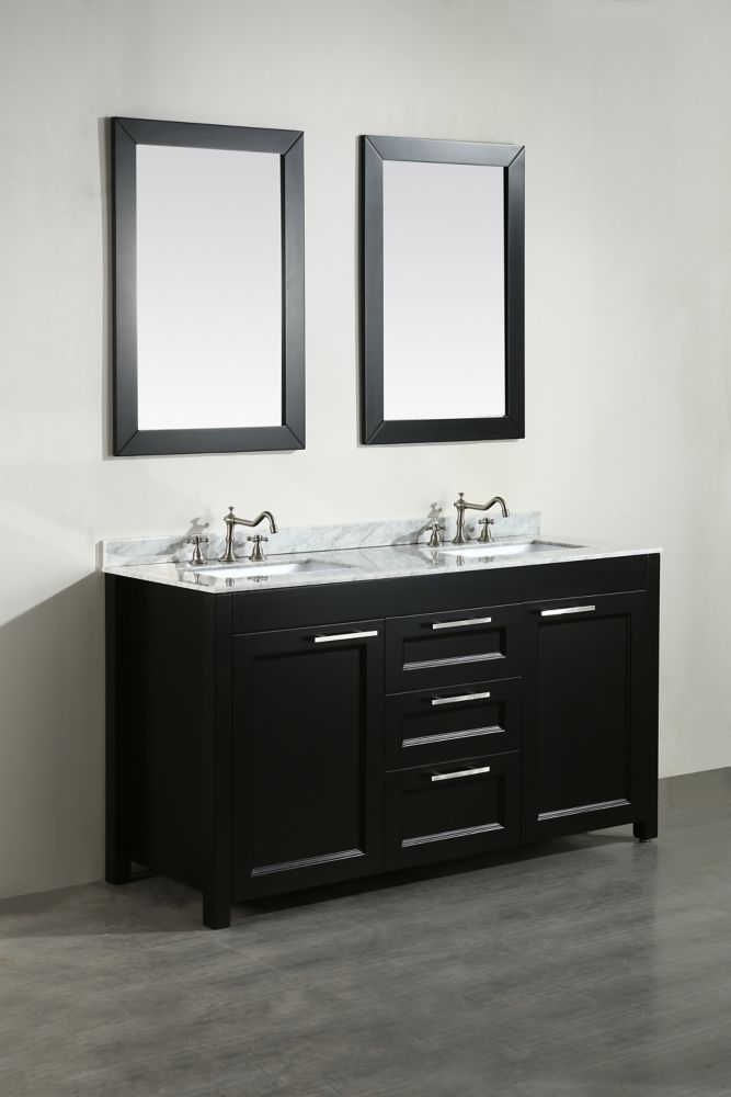 Bosconi 60 inch W x 20 inch D Bath Vanity in Black | The ...