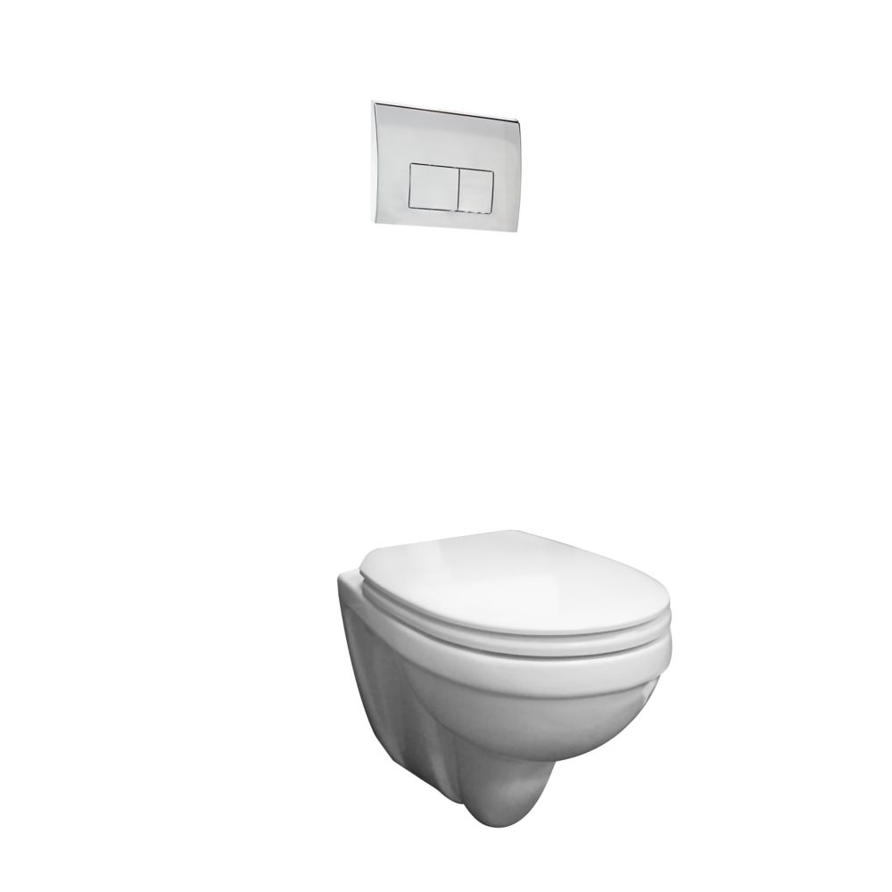 Foremost Concealed tank wall hung dual flush toilet with chrome push