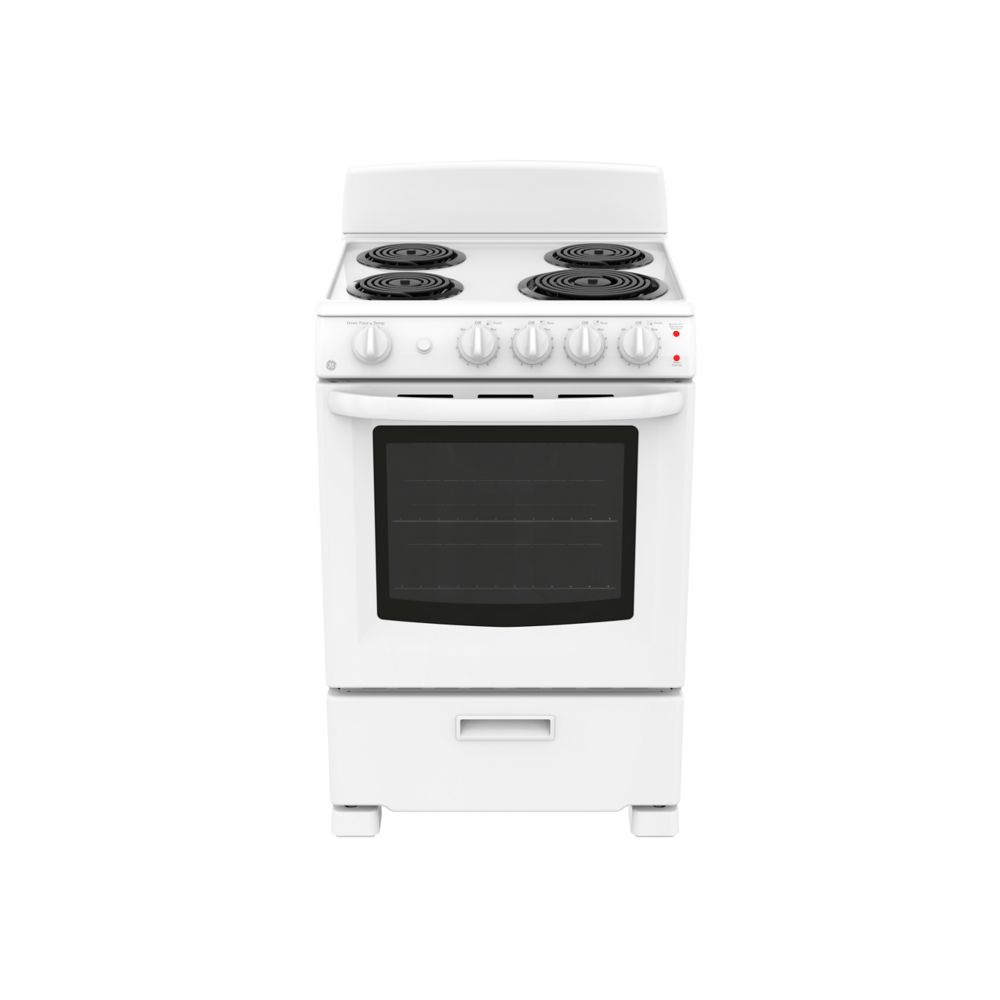 GE 24-inch 2.9 cu. Ft. Single Oven Electric Range in White | The Home