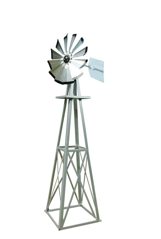 Outdoor Water Solutions Small Galvanized Ornamental Windmill with Black ...