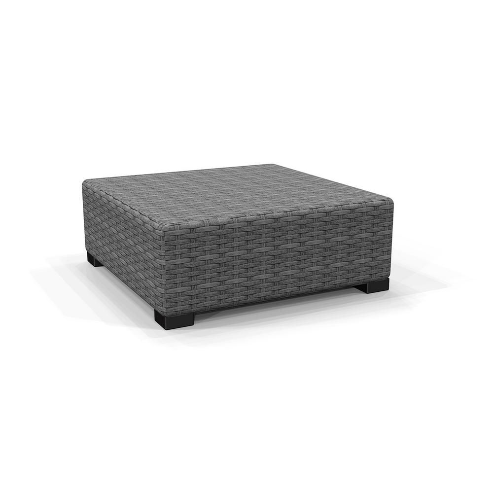 Hampton Bay Commercial Gray Wicker Outdoor Patio Ottoman The Home