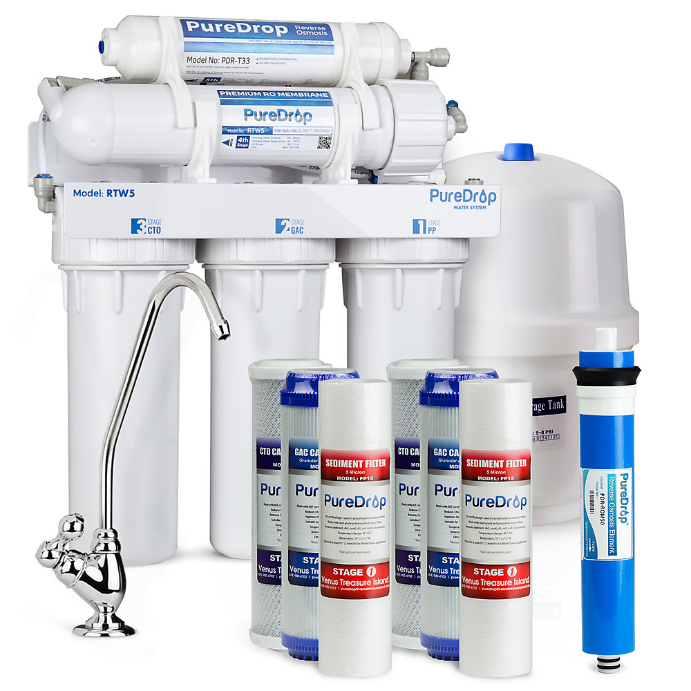 PureDrop 5 Stage Reverse Osmosis Water Filtration System with PreFilter Kit The Home Depot Canada