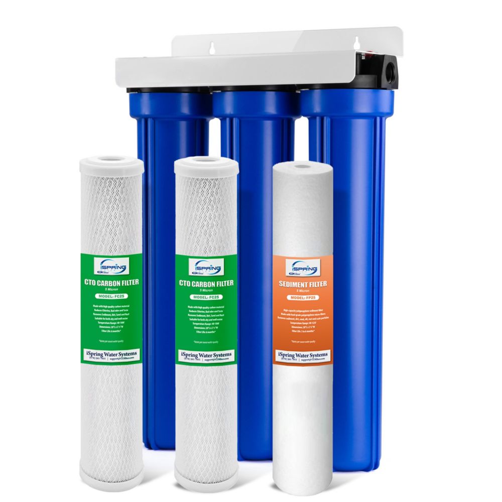 ISpring 3 Stage 20 Inch Whole House Water Filter With 3 4 Inch NPT   P 1001201097 