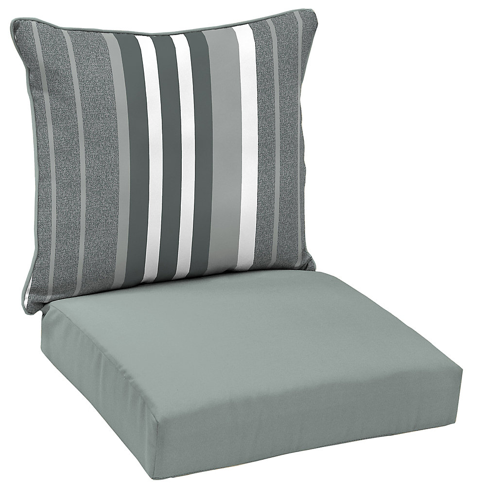 Coussin pour chaise longue profonde d'extérieur à deux pièces à rayures