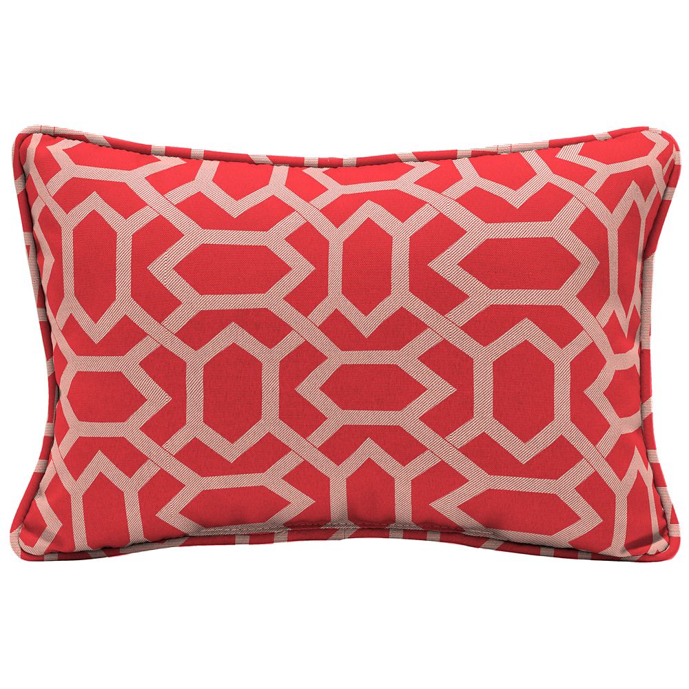 Hampton Bay CushionGuard Ruby Geo Lumbar Throw Pillow The Home Depot