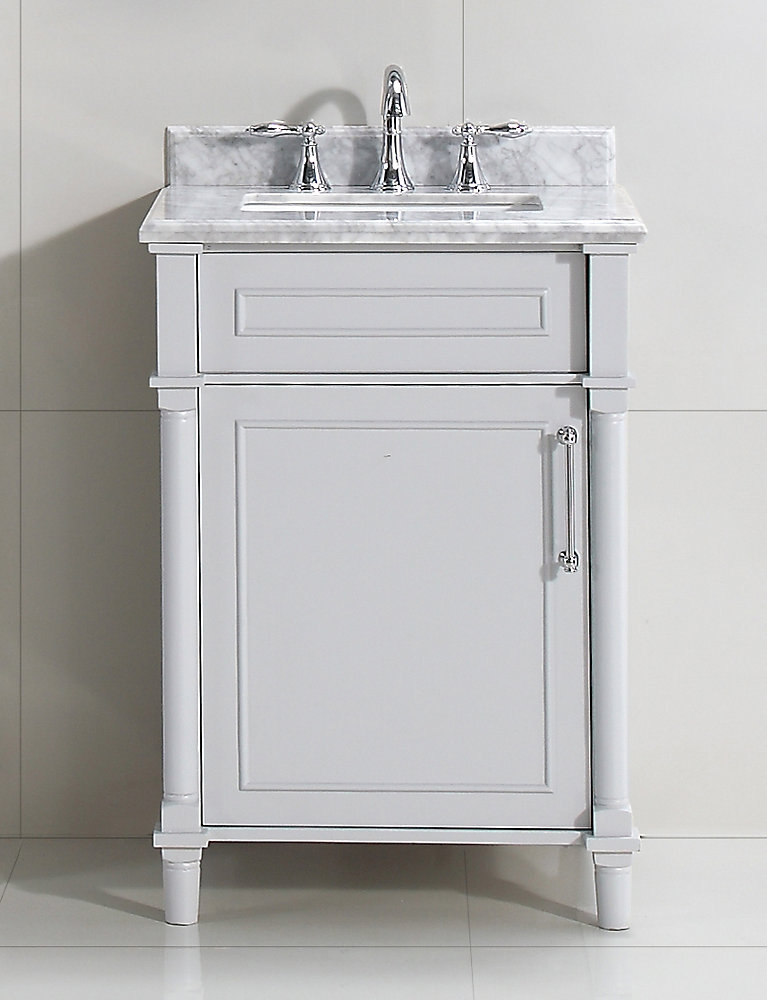 Home Decorators Collection Aberdeen 24inch Grey Single Sink Vanity with Carrara Marble To Home Decorators Collection Aberdeen 24inch Grey Single Sink Vanity with Carrara Marble To