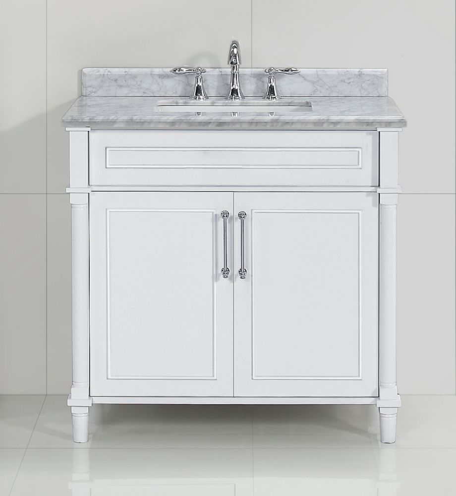 36in Home Decorators Aberdeen Vanity Top - White With Natural Marble