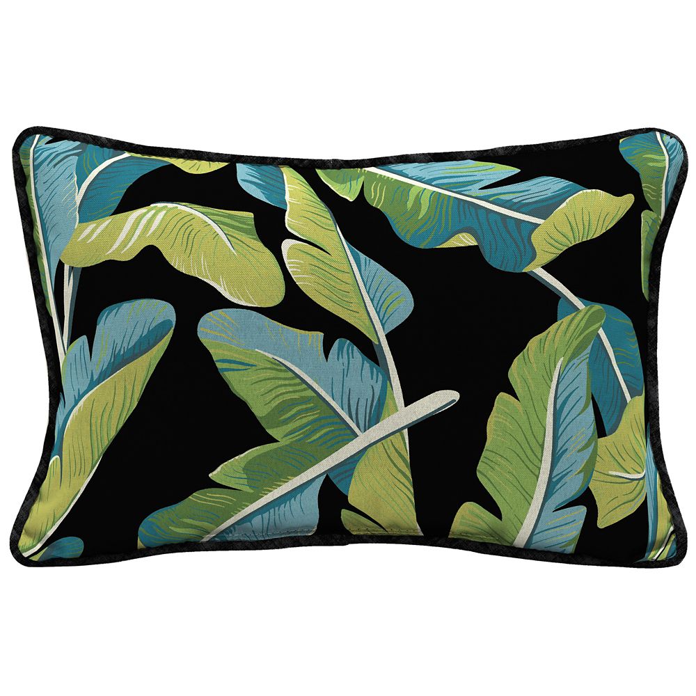Hampton Bay Banana Leaf Tropical Lumbar Throw Pillow The Home Depot
