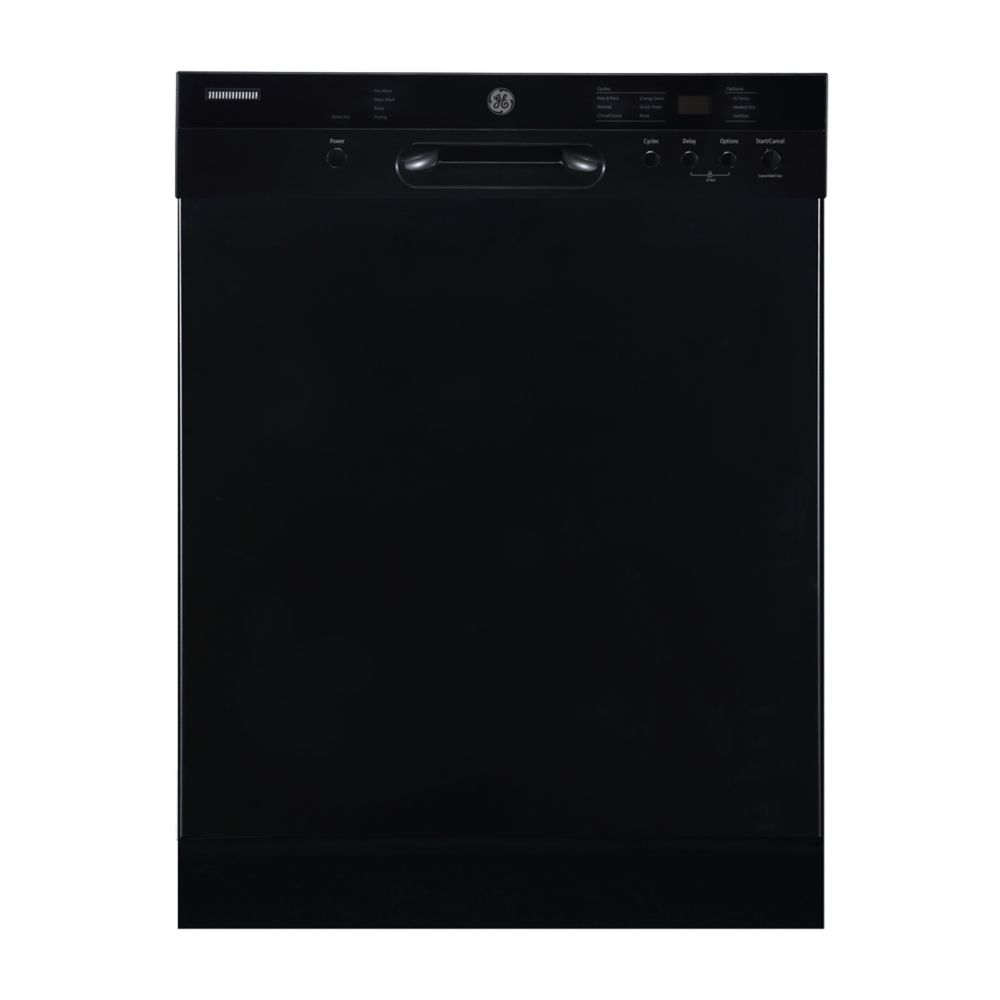 GE 24inch Front Control BuiltIn Dishwasher with Stainless Steel Tub in Black The Home Depot