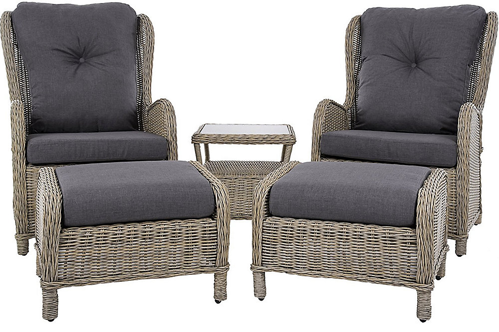 Vivere Southampton 5 Piece Rattan Sofa Conversation Set Vivere Southampton 5 Piece Rattan Sofa Conversation Set