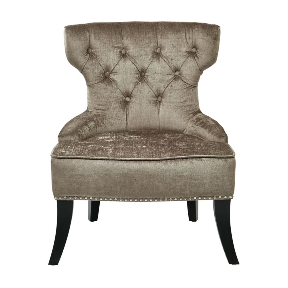 Colton Vintage Style Button Tufted Chair in Otter Velvet