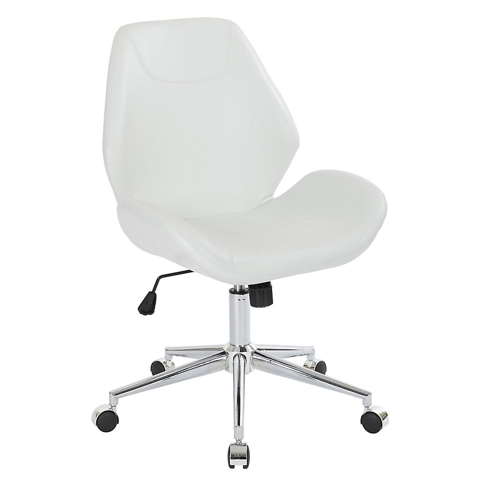 Sworth Office Chair In Distressed White Faux Leather With Chrome Base
