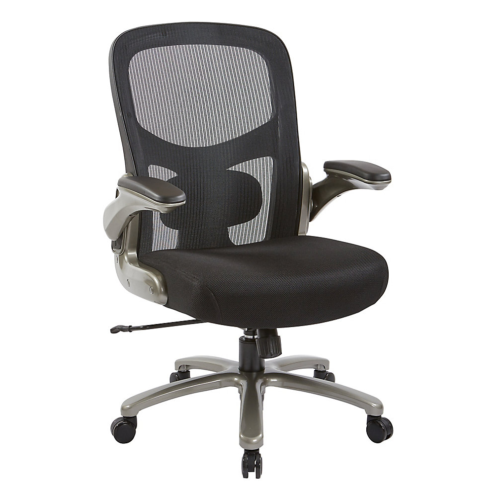 Big And Tall Mesh Back Executive Chair With Black Seat Titanium Accent Base