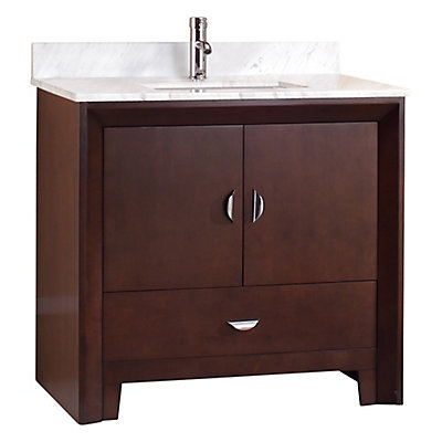 Tidalbath Kodo 37 Inch Vanity In Walnut W Marble Countertop The Tidalbath Kodo 37 Inch Vanity In Walnut W Marble Countertop