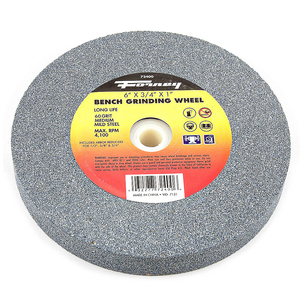 Forney Industries Bench Grinding Wheel, 6 inch x 3/4 inch x 1 inch