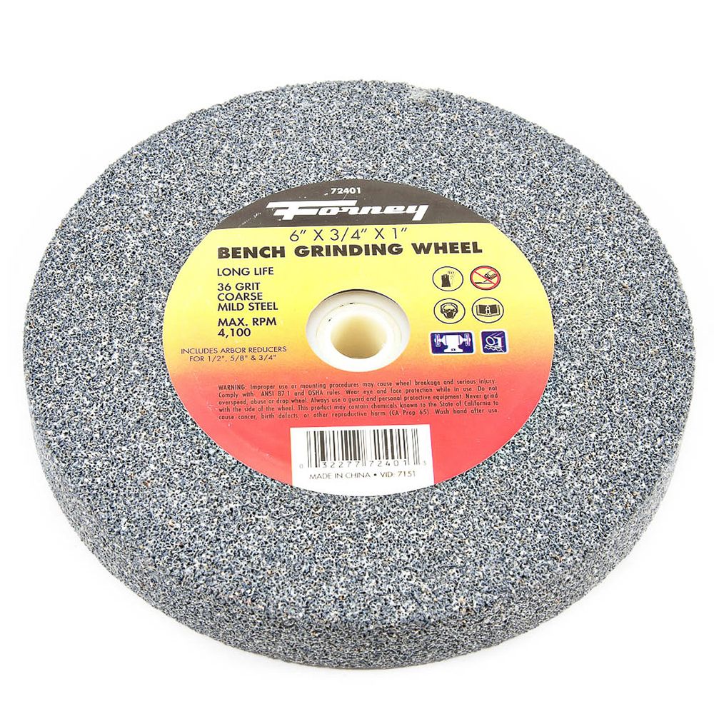 Forney Industries Bench Grinding Wheel, 6 inch x 3/4 inch x 1 inch