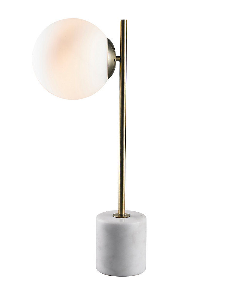 22 Inch Marble Table Lamp With Glass Shade