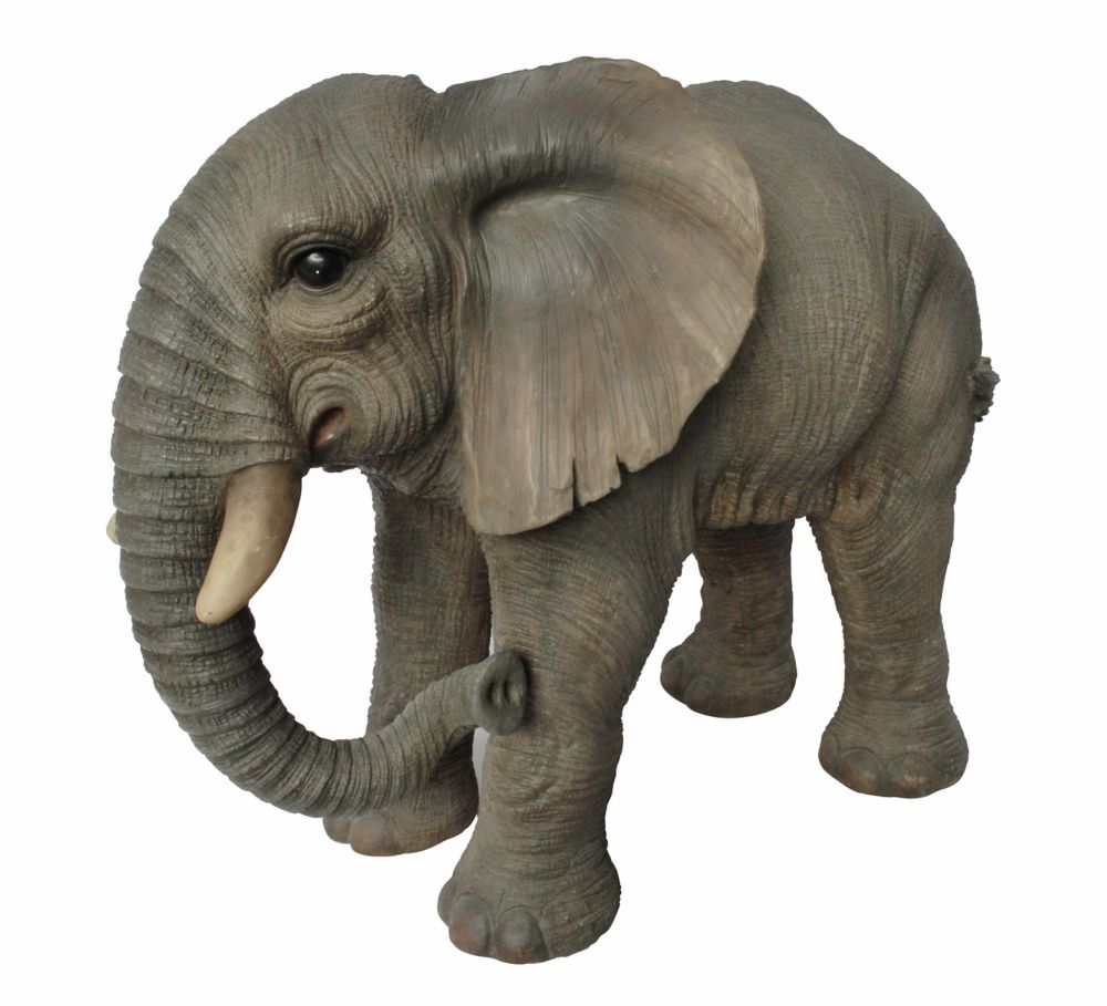 HiLine Gift Elephant Standing Statue with Trunk Down The Home Depot