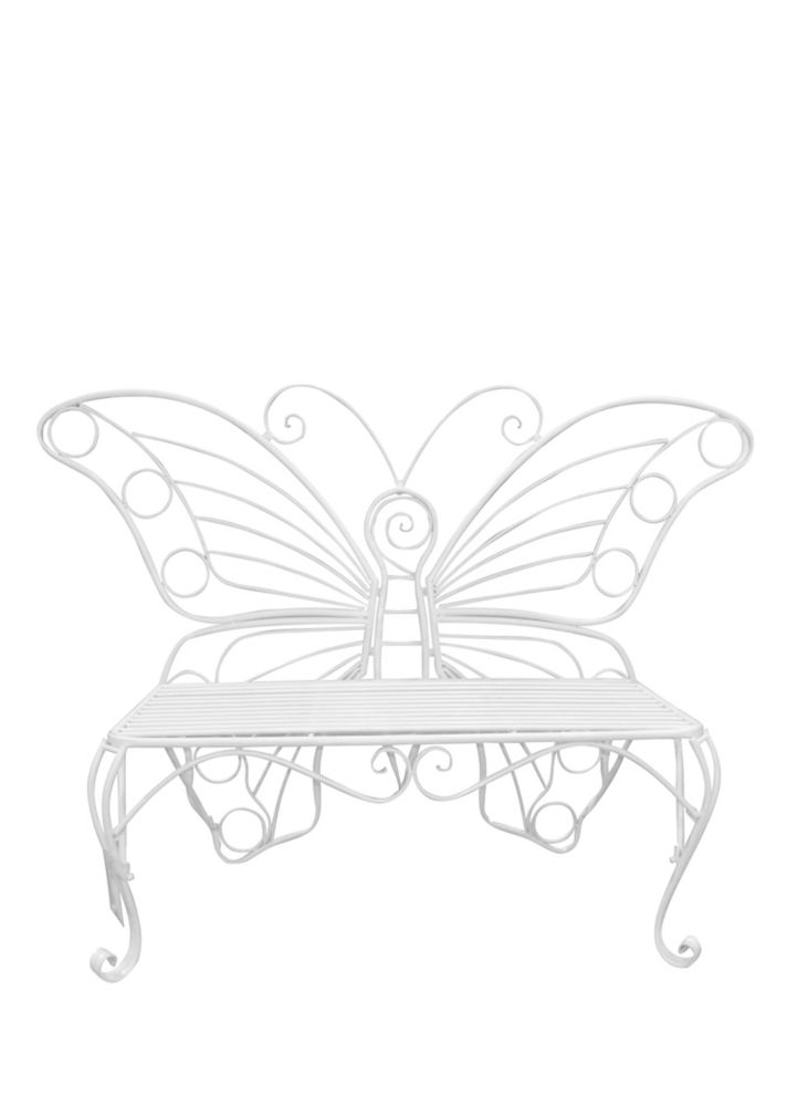 Hi-Line Gift Butterfly Garden Bench, White Color Height 39 