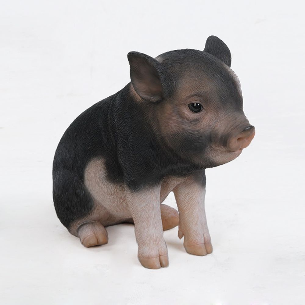 HiLine Gift Dark Brown Baby Pig Sitting Statue The Home Depot Canada