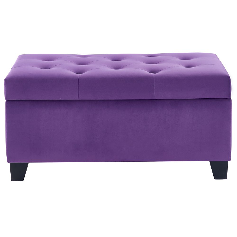 !nspire Sally Velvet Tufted Storage Ottoman Purple The Home Depot