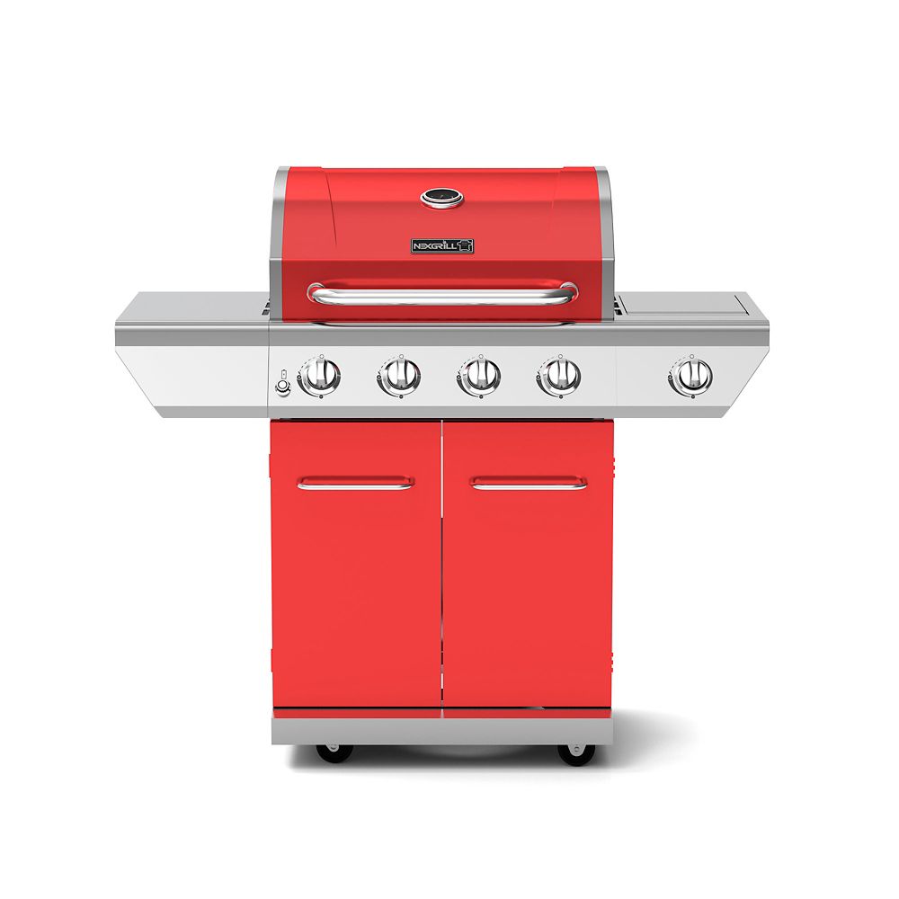 NexGrill 4Burner Propane BBQ in Red with Side Burner The Home Depot