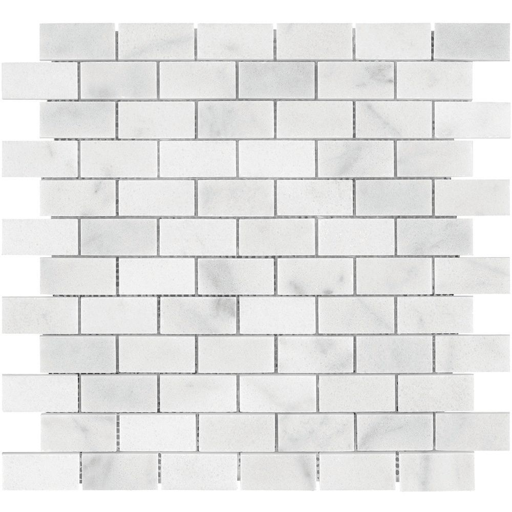 Enigma Carrara Mini Brick 1inch x 2inch Polished Marble Mosaics The