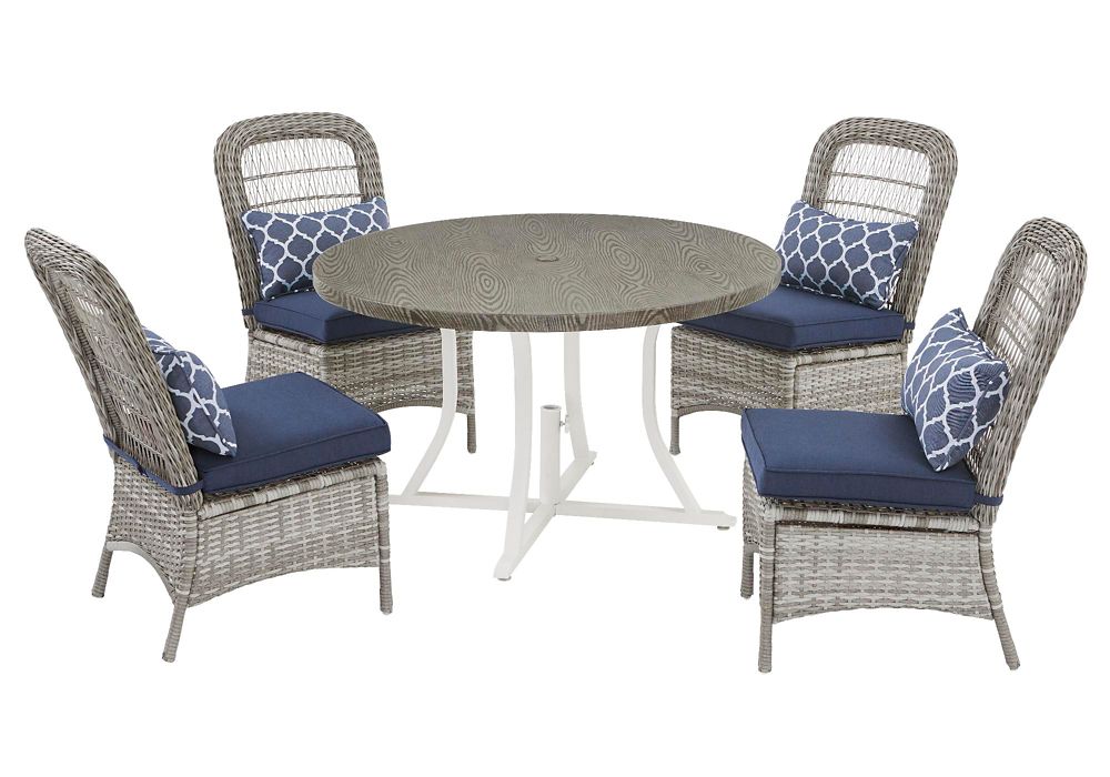 Hampton Bay Beacon Park 5-Piece Gray Wicker Outdoor Dining Set with