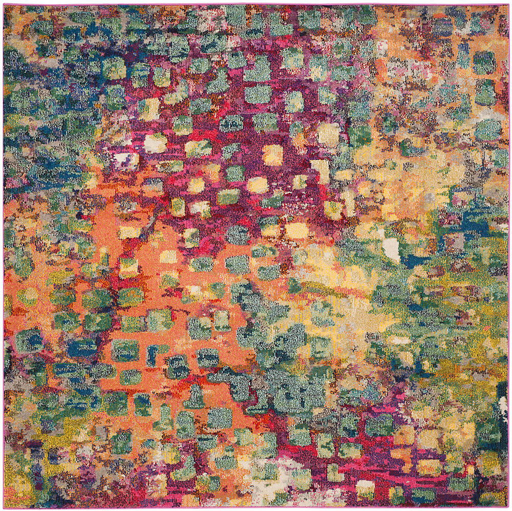 Monaco Zoey Pink Multi 3 Ft X Indoor Square Area Rug